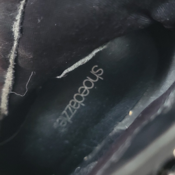 Shoe Dazzle Maxwell Lace-Up Pointed Toe Black Witch Bootie Size 7 - Picture 10 of 12